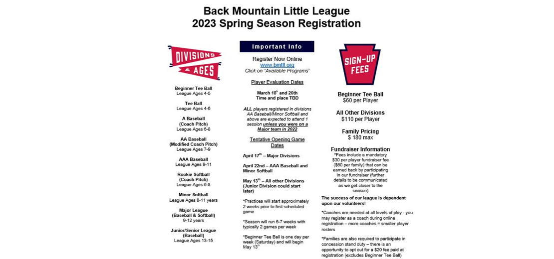 2023 Spring Registration Now Open